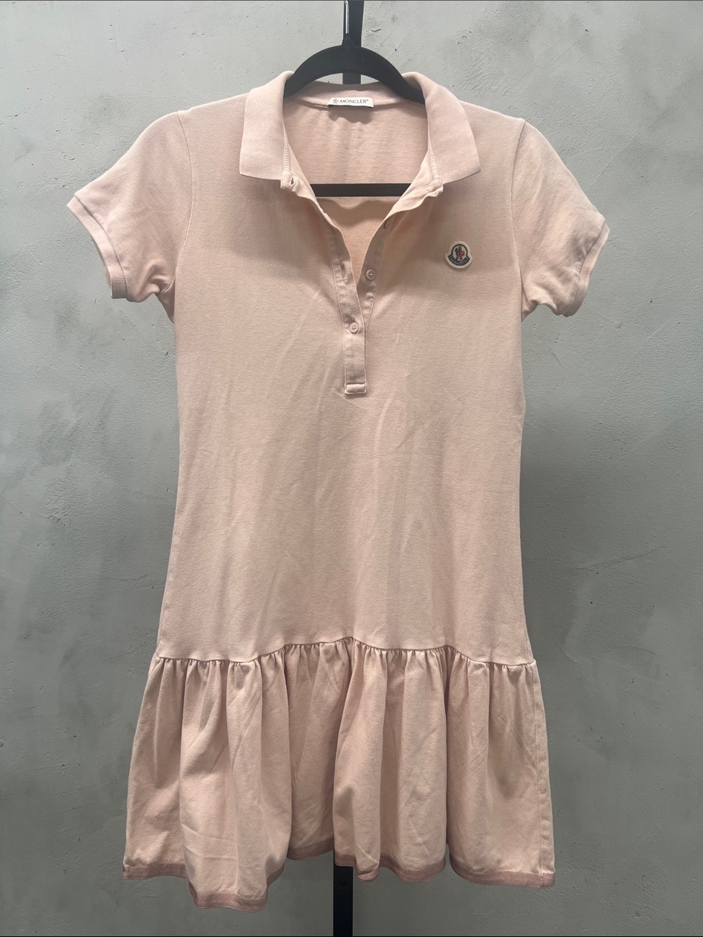 Moncler Blush Polo Dress with Ruffle Skirt